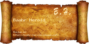 Baahr Herold névjegykártya